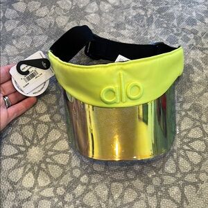 Alo Neon Yellow and Silver Visor